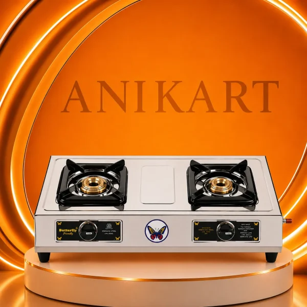 Butterfly Friendly Stainless Steel 2 Burner Gas Stove