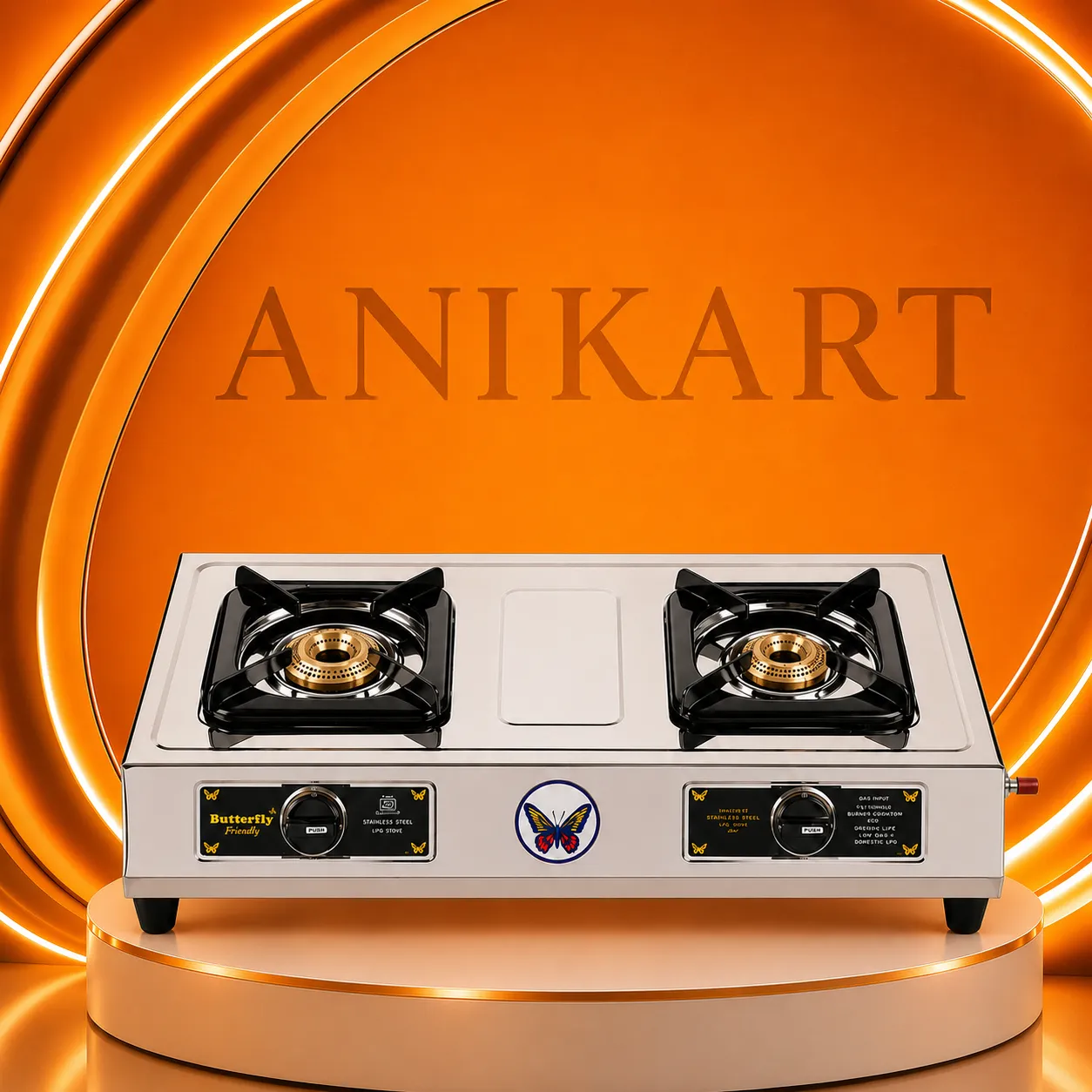 Butterfly Friendly Stainless Steel 2 Burner Gas Stove